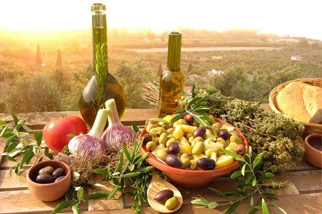 Greek food still life
