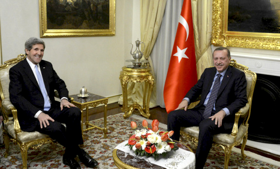 U.S. Secretary of State John Kerry meets Turkish Prime Minister Recep Tayyip Erdogan in Ankara