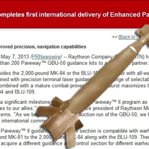 Η επιβεβαίωση της ολοκλήρωσης προμήθειας «200 και πλέον» συλλογών GBU-50 για την ΠΑ ήρθε από την&nbsp;Raytheon