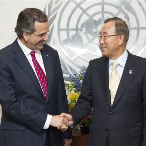 «Πάρα πολύ ευχαριστημένος» από τις επαφές στις ΗΠΑ δήλωσε ο Αντ.Σαμαράς Τα εθνικά θέματα επί τάπητος στη συνάντηση του Πρωθυπουργού με τον Μπαν&nbsp;κι-Μουν