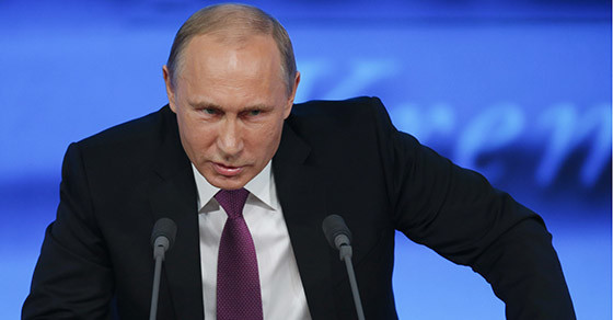 Russian President Vladimir Putin speaks during his annual end-of-year news conference in Moscow December 18, 2014. Putin said on Thursday stability in Russia was possible only if the state had the support of its people, and that he felt this support. REUTERS/Maxim Zmeyev (RUSSIA - Tags: POLITICS TPX IMAGES OF THE DAY) - RTR4IIZQ