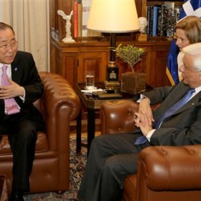 Στη Αθήνα ο ΓΓ του ΟΗΕ Μπαν Γκι Μουν: Η Ελλάδα έχει επιδείξει παγκόσμιας κλίμακας&nbsp;αλληλεγγύη
