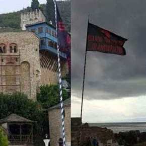 Σήκωσαν μαύρες σημαίες στο Άγιο Όρος για τον ανεπιθύμητο Τσίπρα που γράφουν: «Έξω οι&nbsp;Αντίχριστοι»