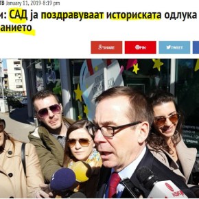 Αμερικανός πρέσβης στα Σκόπια: Οι Ηνωμένες Πολιτείες χαιρετίζουν την ιστορική απόφαση&nbsp;σας