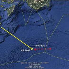 Που βρίσκεται το Oruc Reis και που η φρεγάτα Νικηφόρος&nbsp;Φωκάς-Χάρτης