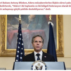 Άντονι Μπλίνκεν: «Υποστηρίζουμε την ένωση της Κύπρου ως δικοινοτική και διζωνική&nbsp;ομοσπονδία»